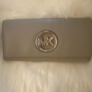 Michael Kors Taupe Wallet with Gold Logo